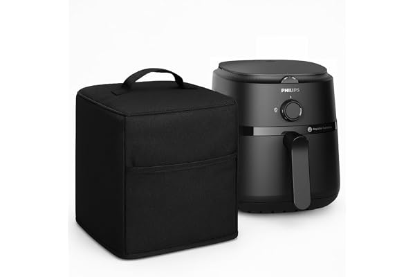 ALPHESTIA Air Fryer Cover for Philips 4.2L NA120/00, HD9252/90, HD9200/90 & Other 4.1-4.5L Air Fryers Waterproof, Dustproof Air Fryer Cover with Pocket (BLACK, 4.1 TO 4.5 LITRES)