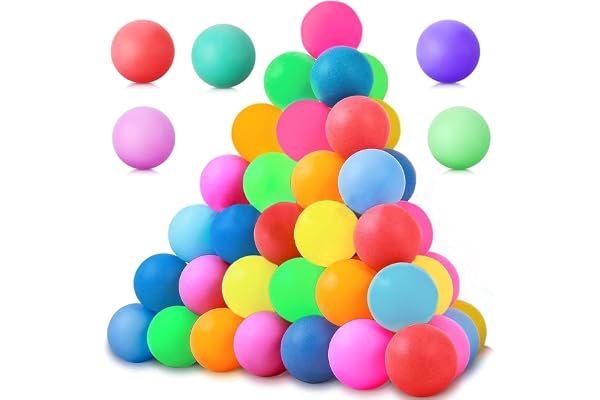 JEONDFG 60 PCS Balles de Tennis de Table,40 mm Balles de Tennis de Table Colorées,Balles de ping-Pong Amusantes,Balles de Ping-Pong Colorées Durables,Balle de Ping Pong pour Adultes et Enfants