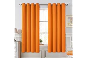 MIULEE Orange Curtains Eyelet 2 Panel Set 46 x 54 Inches, Premium Short Blackout Curtains for Small Windows, Thermal Insulated Window Curtain Drapes, Black Out Curtain 54 Drop Bedroom Living Room