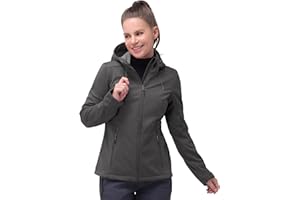 33,000ft Damen Softshelljacke Wasserdichte Winddichte Funktionsjacke Atmungsaktive Übergangsjacke Leichte Fahhradjacke mit Kapuze Windbreaker zum Laufen, Radfahren, Wandern