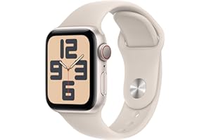 Apple Watch SE (2. Generation, 2023) (GPS + Cellular, 40 mm) Smartwatch mit Aluminiumgehäuse und Sportarmband (S/M) in Polarstern. Fitness- und Schlaftracker, Unfallerkennung, Herzfrequenzmesser