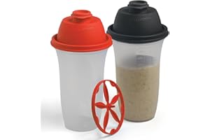SIGNORA WARE Shaker Proteine Signoraware | Borraccia Palestra per Frullati di Proteine | Shaker per Proteine Portatile da 17 once / 500 ml | Borraccia Sport per Sostituto del Pasto | Miscelatore Condimenti | 2 Pz