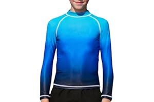 Xumplo Boy's Rash Vest Tween Boys Long Sleeve Swimming Costume Top Shirt Kids Sun Protection Swimwear Rash Guard