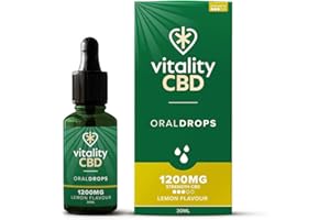 Vitality CBD Oral Drops in hempseed Oil, 1200 mg, Lemon, 30ml, NO THC