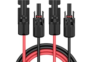 Gxfcyffs Câble Panneau Solaire 4mm²/6mm², Câble Solaire 1/2/3/5M, MC4 Câble d'Extension Solaire IP68 Rouge&Noir(12AWG/4mm² 2M)
