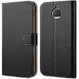 Moto G5S Plus Hülle, HOOMIL Handyhülle Moto G5S Plus Tasche Leder Flip Case Brieftasche Etui Schutzhülle für Motorola Moto G5S Plus Cover (Schwarz).