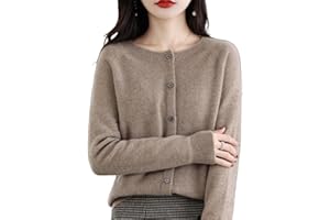 JEEEUN Women's Cashmere Cardigan Sweater, Cashmere Button Front Long Sleeve Cardigan Soft Warm Knit Elastic Jumpers