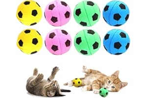 RuiChy 8 Pcs Sponge Ball Cat Toys, Soft Bright Color Foam Soccer Toy Balls, Noise-Free Bouncy Interactive Pet Ball Toys Kitten Activity Chase Quiet Play Chewing Exercise Toy