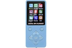 GARSENT Reproductor de MP3 portátil de 8GB, 1.8 Pulgadas Bluetooth 4.2 Radio Reproductor de música MP4 de Audio Digital con grabadora de Voz, con Auricular, soporta hasta 32 GB, Botones Cruzados(Azul)