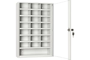 ‎LEOMAR LEOMAR Schlüsselschrank, Schlüsselkasten, für Schlüssel & Kleine Dokumente, Schlüsselbox aus Stahlblech mit Glastüren, mit 22 Fächern, Organizer zur Wandbefestigung, Abschließbar, 14 x 35 x 52 cm