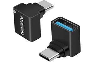 AIYEEN USB C to USB Adapter (Pack of 2), 90 Degree Male to 3.0 Female OTG Converter Compatible with MacBook Pro 2019/2018, Samsung and More C Devices, Black