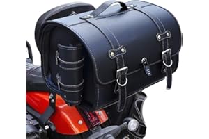 HYJHS Waterproof Leather Motorcycle Seat Tail Bag for Triumph Bonneville T100 Street Bike - Black