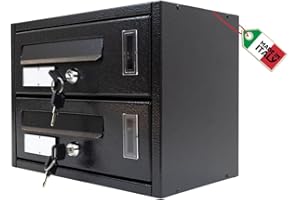 MOHOME Cassetta Postale Esterno Condominiale Antracite Componibile Modulare Orizzontale Ferro Pesante 2 Scompartimenti Dimensioni 30 x 17 x 22 cm Apertura Frontale Interno Doppia Chiave Sicurezza