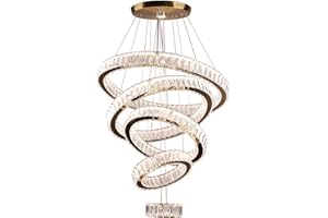 diisunbihuo LED Kristallleuchten Moderne 5 Ringe Hängelicht verstellbare Deckenleuchte für Schlafzimmer Esszimmer Küche Anhängerleuchter Wohnzimmer (Mehrfarbige) Living Room