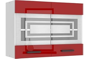 B BELINI GROUP Belini - Armadietto sospeso da cucina SGW. Larghezza 80 cm Armadio superiore con 2 ante, pensile da cucina, pensile da parete, rosso lucido