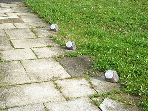 3 x LED Solarleuchten Gartenleuchte Treppenleuchte in Steinoptik Monte stimmungsvolles Licht für Ihren Garten, Terrasse, Solarsteine - 5