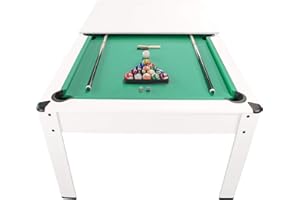 PLAY4FUN Billard Américain Harmony 6Ft - 206,5 x 116,5 x 80 cm avec Accessoires et Plateau dînatoire - Couleur Ivoire (Blanc) et Tapis Vert