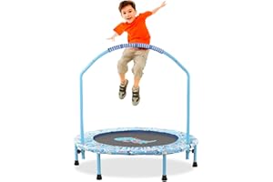 ‎NUKIED Trampolin Kinder,Ø 96cm Faltbarer Rebounder für Minitrampolin mit verstellbarem Schaumstoffgriff und Sicherheitspolster für Drinnen und Draußen für Jumping Fitness für Jungen Mädchen ab 2 3 4 Jahren