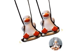NITAIUN 2 Piezas Adorno Colgante de Pato Volador para Coche Columpio Pato Colgante Lindo del Espejo Retrovisor Volador Accesorio Hogar Regalo Divertido para Mujeres y hombres (Pato Columpio Gordo)