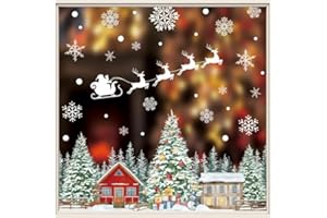 AIBIIN Christmas Window Stickers Xmas Tree Snowflakes Window Clings for Home Party Decorations Double Sides Reusable Window Decals 8 Sheets