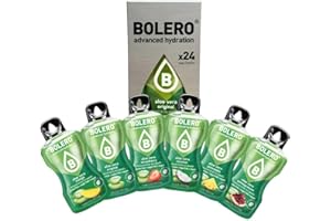 Bolero Drink da 24 Bustine 3 grammi ALOE VERA MIX 3 gr Gusti Diversi alla Frutta Preparato Polvere Solubile Bevanda Fresca in Acqua,144 grammi dolcificato stevia,0.14 kg