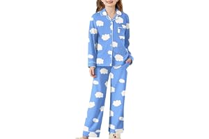 Arshiner Flickpyjamas vinter barn långärmad pyjamasset bekväma tecknade tryckta nattkläder, långärmad skjorta med byxor set 5