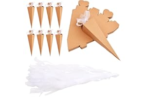 CATIME Papierowe pudełko prezentowe ze wstążką, pudełko prezentowe na słodycze, pudełko na cukierki, papierowe pudełko w kształcie stożka, na ślub, urodziny, baby shower, ukończenie szkoły, Boże Narodzenie,