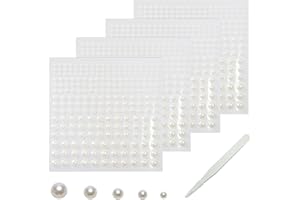 SHUBEIEUMI 900 Piezas Adhesivo de Perla, 4 Hojas Adhesivo de Perla Autoadhesivo, Pegatinas de Perlas Blancas, para Maquillaje, Arte de Uñas, Artesanía, Decoración del Hogar, 2/3/4/5/6 mm