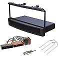 Audioproject A152 Radio Fascia Set 1-DIN Compatible with Ford Focus Mondeo Galaxy Fiesta Cougar Storage Compartment + Radio Adaptor + Antenna Adaptor + Release Keys Car Radio Fascia Black