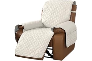 LINGKY Sesselschoner Sesselauflage Relax mit Taschen, Fernsehsessel Schutzbezug Anti-Rutsch, Relaxsessel Bezüg Sesselüberzug für Zuhause mit Kindern und Haustieren Hund (Elfenbein,1-Sitzer/Stuhl)