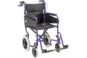 Days Escape Wheelchair, Lite Aluminium, Lightweight with Folding Frame, Mobility Aids, Comfortable Travel Chair with Removable Footrests, Standard, Purple