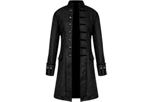 Yming Herren Mittelalter Renaissance Retro Uniform Einfarbig Steampunk Gehrock Mode Stehkragen Mantel