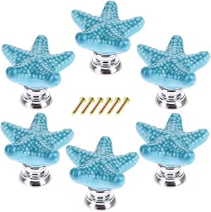 YAKOK Knöpfe Keramik Möbel, 6er Seestern Knöpfe Schubladenknöpfe