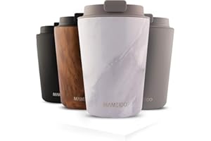 MAMEIDO Kubek termiczny 350 ml, 470 ml i 700 ml, szczelny, ze stali nierdzewnej, podwójne ścianki, izolowany, zabezpieczony przed wyciekiem, do kawy i herbaty (biały marmur, 350 ml)