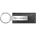 Ford Mustang Script Black Carbon Fiber Texture Leather Key Chain
