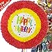 Produktbild Pinata Set: * HAPPY BIRTHDAY * mit 100-teiliger Süßigkeiten-Füllung No.1 von Carpeta© // Handgefertigte spanische Pinata. Tolles Spiel für Kindergeburtstag oder Mottoparty
