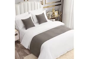 ‎AMBERIS AMBERIS Bett Läufer Single Layer Chenille Grau, Modern Style Bett Schals für Home Hotel Dekorationen