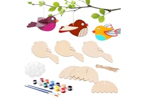 Yi'antai Pájaro de Madera para Pintar, 10 Piezas Pájaros de Madera 3D, Adornos de Madera Decoraciones de Pascua, Pascua de Bricolaje Ideal para Manualidades, Regalos, Recuerdos