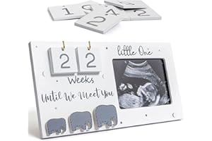 BUFUNTO Baby First Scan Photo Frames, Mum to be Wooden Pregnancy Presents, Baby Gender Reveal Presents with 40 Countdown Weeks, Baby Announcement, Sonogram Picture Frame Pregnant Presents for Mum Expecting