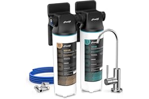 Frizzlife DW10F Under Sink Water Filter System with Brushed Nickel Faucet, NSF/ANSI 53&42 Certified Elements, Reduces 99.99% Lead, Chlorine, Fluoride, Bad Taste & Odor, 0.5 Micron