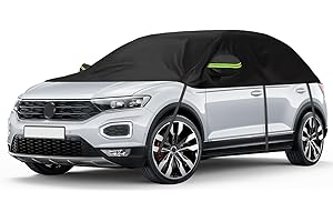 ZWPARTS Autoabdeckung Ersatz für VW Tiguan SWB T-ROC Renault Captur, Universelle Sonnenfest Hälfte Autoabdeckung, Halbgarage UV Beständige Halbe Auto Abdeckplane Staubdicht Schneefest Outdoor Indoor
