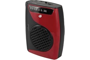 GPX Portable Cassette Player, 3.54 x 1.57 x 4.72 Inches, Requires 2 AA Batteries - Not Included, Red/Black (CAS337B)
