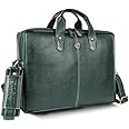 Hammonds Flycatcher Genuine Leather Office Bag - Padded 14 Inch Laptop Compartment - Adjustable Strap - 1 Year Warranty - Green