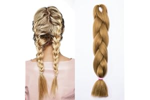 SEGO 24"(60cm) Pelo Sintético para Hacer Trenzas Africanas Extensiones de Cabello Se Ve Natural Crochet Braiding Hair Extensions (100g,Castaño Café)