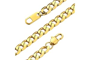 GOLDCHIC JEWELRY Flat Cuban Chain Necklace 4mm/6mm/9mm, 316L Stainless Steel Curb Link Chains for Men Women, Hip Hop Jewelry 36, 46, 51, 55, 61, 66, 71, 76 cm