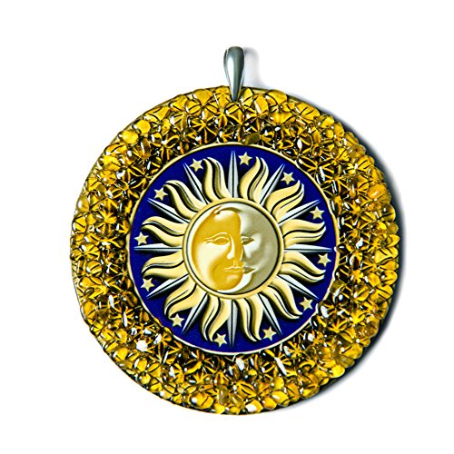 Amber Magic - Amuleto in ambra Sole-Luna, fatto a mano, medaglione pendente, amuleto pagano, spirituale, New Age, idea regalo