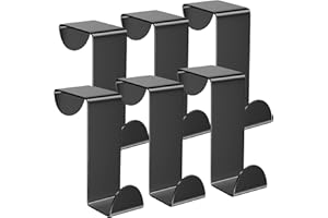 BOXLUNT Türhaken zum Einhängen, 6er Set Edelstahl Kleiderhaken Tür 2-seitig Verwendbar Türgarderobe zum Einhängen - Tür Garderobe - Türhaken Schwarz