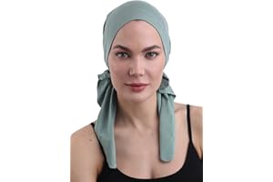 DERESINA HEADWEAR Deresina Wstępnie zawiązana chusta dla osób po chemioterapii, nakrycie głowy z bawełny i bambusa dla osób zmagających się z wypadaniem włosów
