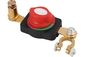 RIYBYDS Interruttore Stacca Batteria Regolabile 180°, Interruttore di Separazione per Auto, Moto, Camion, Roulotte, 12-48V DC, Protezione Efficace e Installazione Semplice