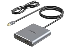 fairikabe Mini Displayport a doppio HDMI, Splitter HDMI MDP da 1.2 a 2 per display estesi, Mini DP Docking Station Doppi monitor, Supporto hub HDMI 4K@60Hz, MST, SST, per laptop, PC, monitor